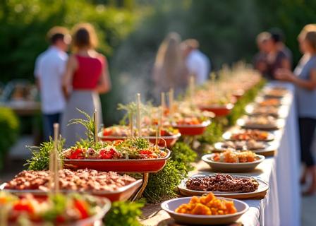 アウトドアでの豪華なバーベキューパーティー